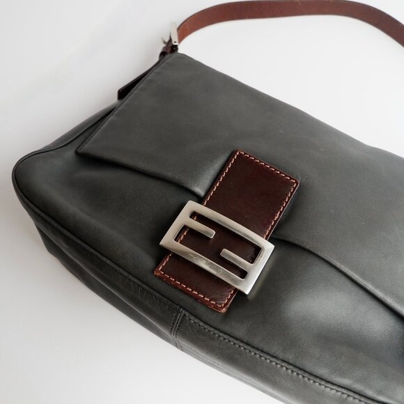 Authentic Preowned Fendi Black/Brown Leather Mamma Baguette Shoulder Bag - Picture 4 of 16